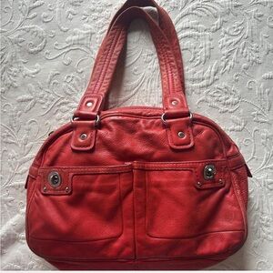 Marc Jacobs orange/red leather shoulder bag with pocket